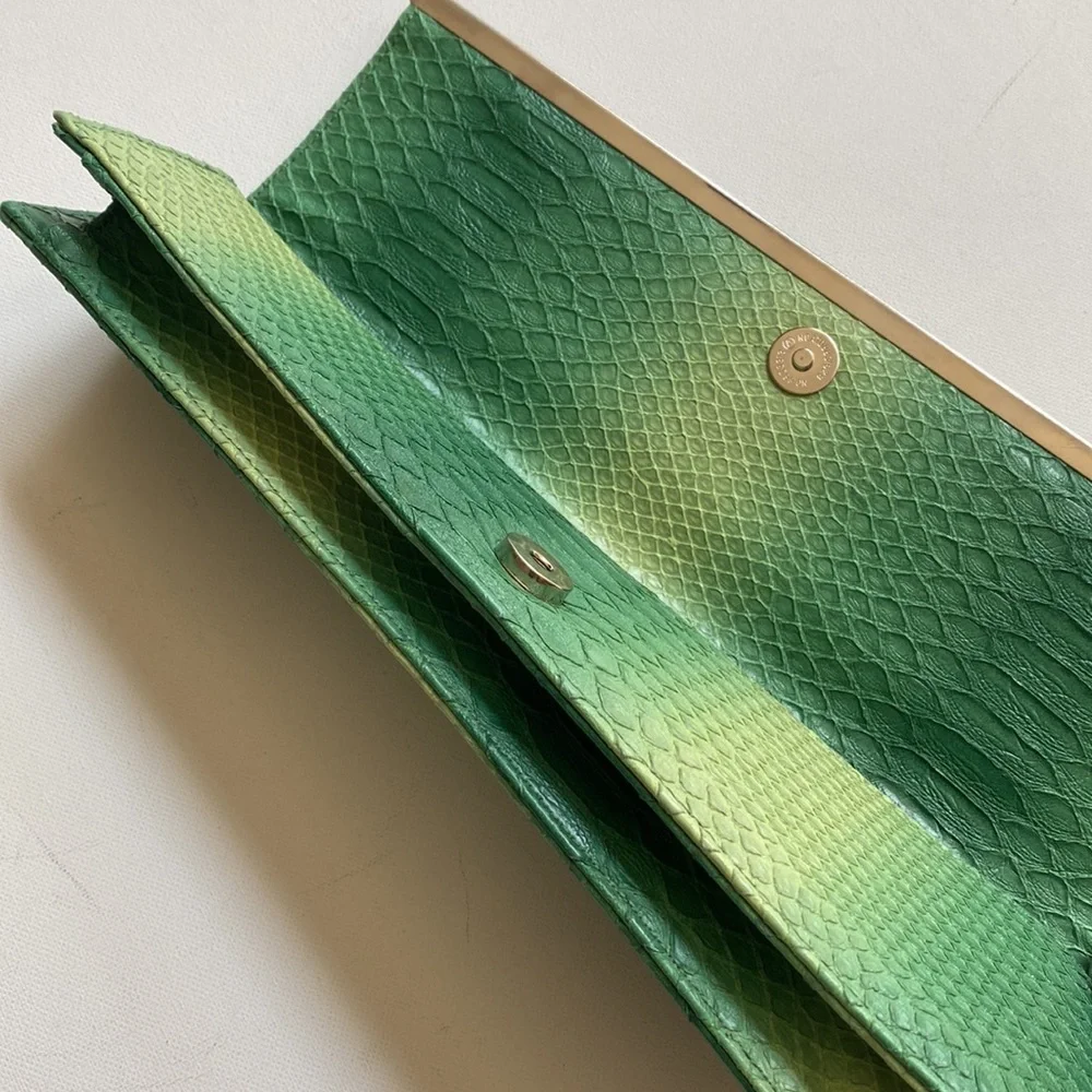 Python‎ asymmetrical green ombré clutch purse